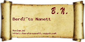 Beráts Nanett névjegykártya
